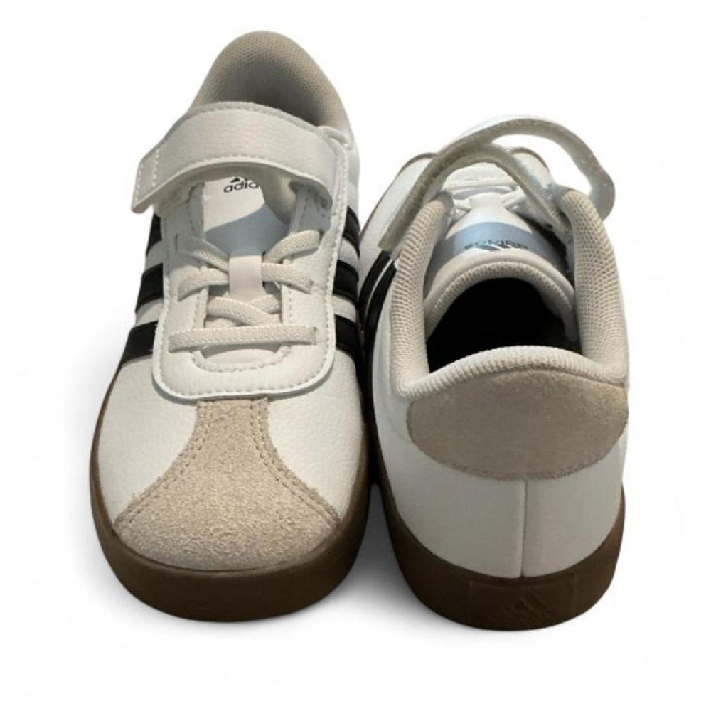 Adidas VL Court 3.0 Kids Size 1 White Black Gum Excellent ID9155 Hook and Loop